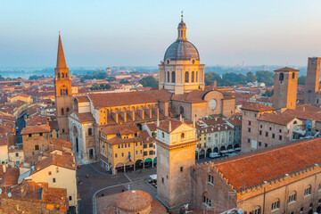 Aerial view of Basilica di Sant'Andrea in Mantua, Italy