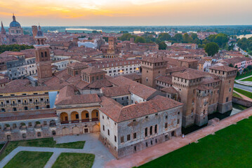 Sunset view of Castle of Saint George in Italian town Mantua