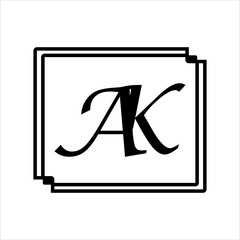 AK letter logo icon vector template on white background creative letter AK icon. AK vector.
