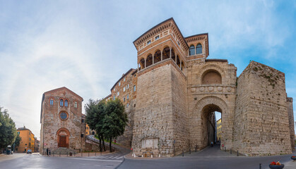 Arco Etrusco in the old town of Perugia in Italy - obrazy, fototapety, plakaty