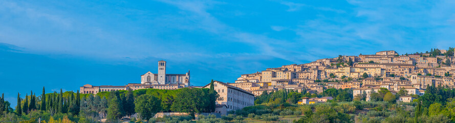 Panorama of Italian town Assisi - obrazy, fototapety, plakaty