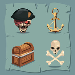 four flat pirate items