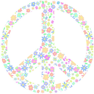ICOCO DE PAZ, SIMBOLO DE PAZ, SIMBOLO CON FLORES,ICONO DE PAZ CON FLORES,PAZ Y AMOR,SIMBOLO HIPPIE