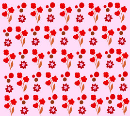 Vector floral pattern with flowers and leaves.	
