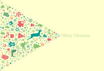 Happy New Year Greeting Card 2020, Christmas icon set, vector illustration