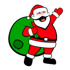 Santa Claus carrying a gift bag, say hello to you, stock illustration