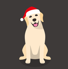 Obraz premium Golden Retriever is sitting there to celebrate Christmas