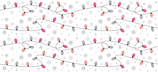 Seamless pattern of Christmas Bulb and snowflake