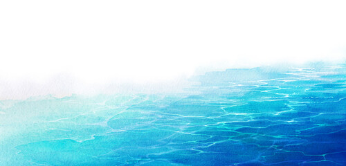 海の風景イラスト　水面と波　水彩背景