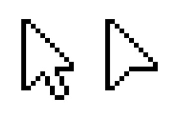 Illustration with pixel cursor. Computer interface. Design element. Vector illustration. stock image. 