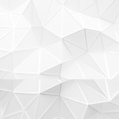abstract white low poly background hole mesh circle pattern 3d render. blank empty backdrop with copy space technology modern future business style concept.