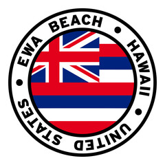 Round Ewa Beach Hawaii United States Flag Clipart - obrazy, fototapety, plakaty