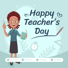 Female Teacher Greeting Happy Teachers Day