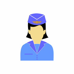 air hostess icon, air hostess vector sign symbol of profession flat design