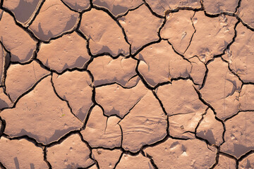 Dry and cracked ground texture.A lifeless land, craquelure