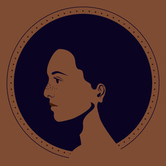 Kobieca twarz z profilu. Portret młodej dziewczyny. Różnorodność. Avatar do social media. Ilustracja wektorowa.