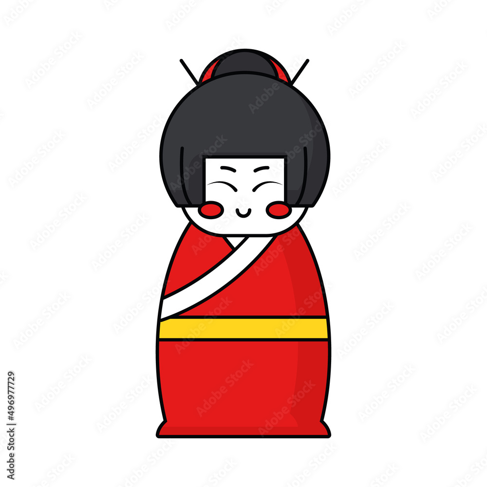 Wall mural japanese doll icon