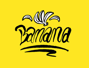 Banana illustrations - Hand drawn food ingredients, Banana - vector
