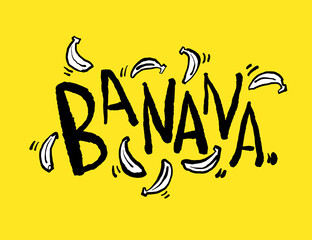 Banana illustrations - Hand drawn food ingredients, Banana - vector