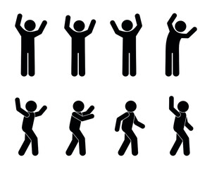 man icon, stickman collection, stick figure human silhouette, vector pictogram