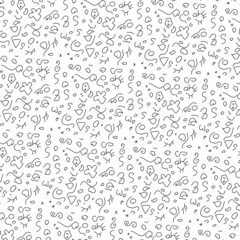Doodle hand drawn spots with black stroke. Seamless pattern with white and black spots . Isolated on white background.