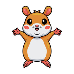 Cute little hamster cartoon raising hands