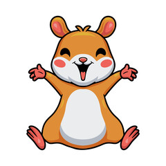 Fototapeta premium Cute little hamster cartoon raising hands