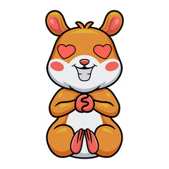 Cute little hamster cartoon in love