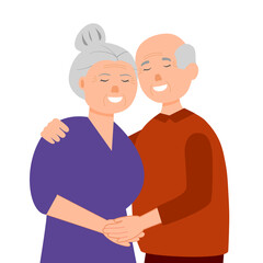 Grandma and grandpa character concept vector illustration on white background. Old couple with happiness smile.