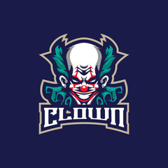 Clown mascot logo design vector with modern illustration concept style for badge, emblem and t shirt printing. Head clown illustration for sport and esport team.