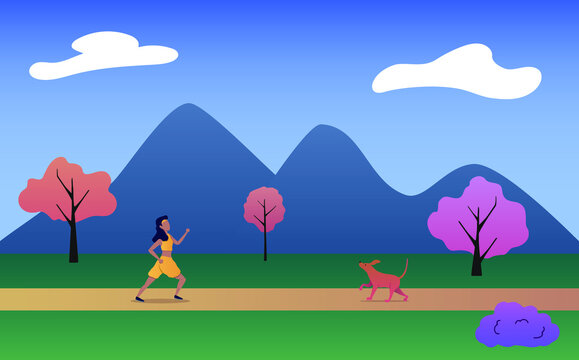 mujer trotando en el parque al aire libre vector