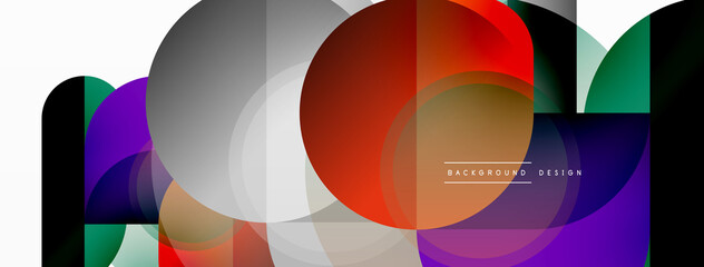 Obraz premium Creative geometric wallpaper. Minimal circle triangle and square line abstract background. Vector illustration for wallpaper banner background or landing page