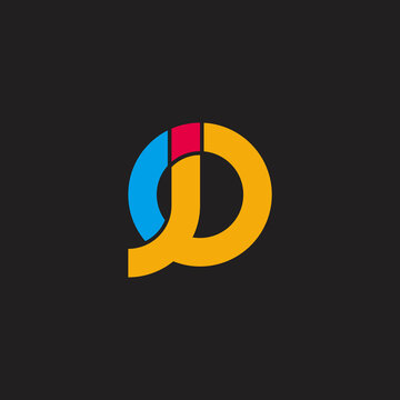 letter jd round circle colorful geometric logo vector