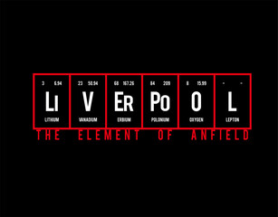 Liverpool - Periodic Table of Elements on black background in vector illustration