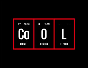Cool - Periodic Table of Elements on black background in vector illustration