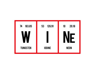 Wine - Periodic Table of Elements on black background in vector illustration.
