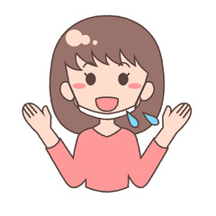 マスクをせず話す女性