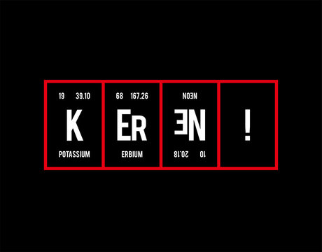 Keren - Periodic Table Of Elements On Black Background In Vector Illustration.