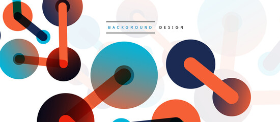 Abstract background. Round dots connected by lines. Trendy techno business template for wallpaper, banner, background or landing