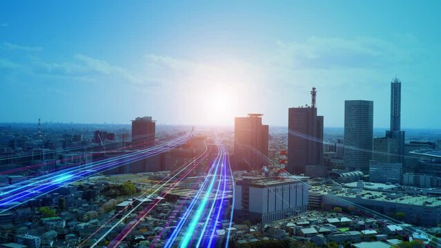 未来へ向かう光の帯　都市ネットワーク