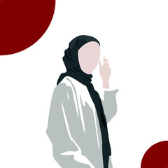 Illustration of beautiful Muslim woman wearing hijab.