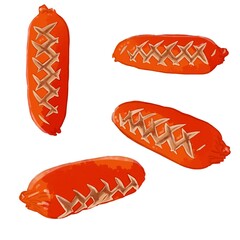 手描き水彩の赤ウインナーイラストセット