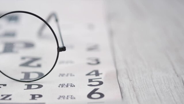 Ophthalmologist accessories glasses with a test target for vision correction