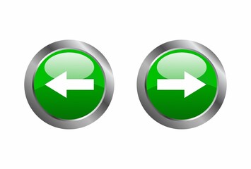 Back arrow next arrow icon isolated on glossy green round button abstract illustration 3d