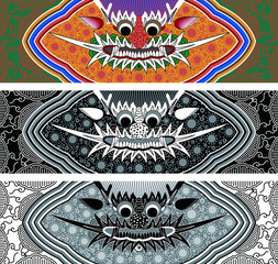 Dan-cheong with goblin face. Korean traditional temple art.