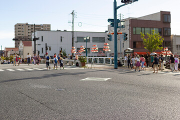 金魚提灯のあるお祭り