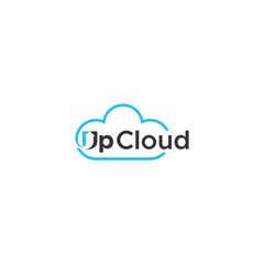 Stylized cloud and an arrow. Up and cloud logo design