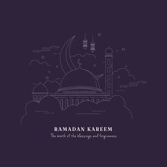 Ramadan Kareem in Line Art Style