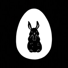 The silhouette of the Easter bunny. A rabbit in an egg. Hare, rabbit pattern