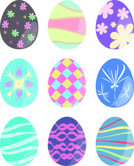 Collection of pastel Easter Egg, Easter material vector illustration. 